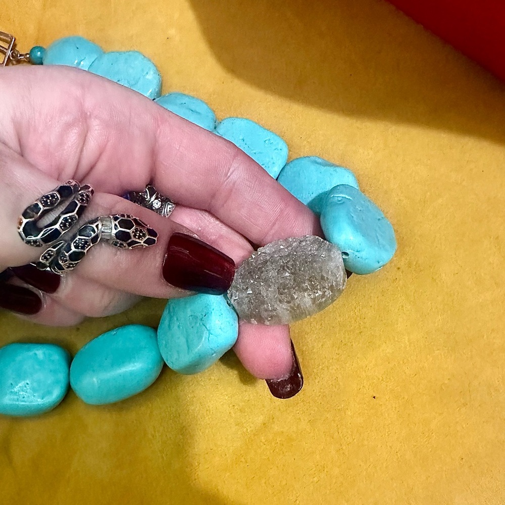 STERLING, turquoise, AGITE necklace - Picture 2 of 3
